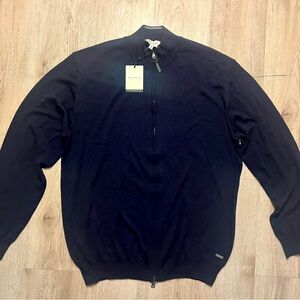 Bugatchi Men's Dark Blue Zip-Up Sweater